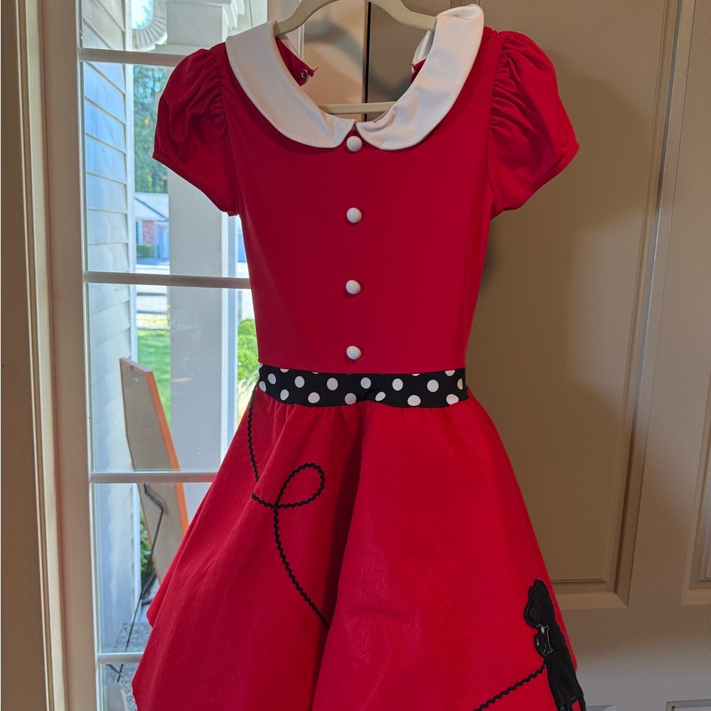 Weissman Red poodle skirt costume with full leotard, child extra Large